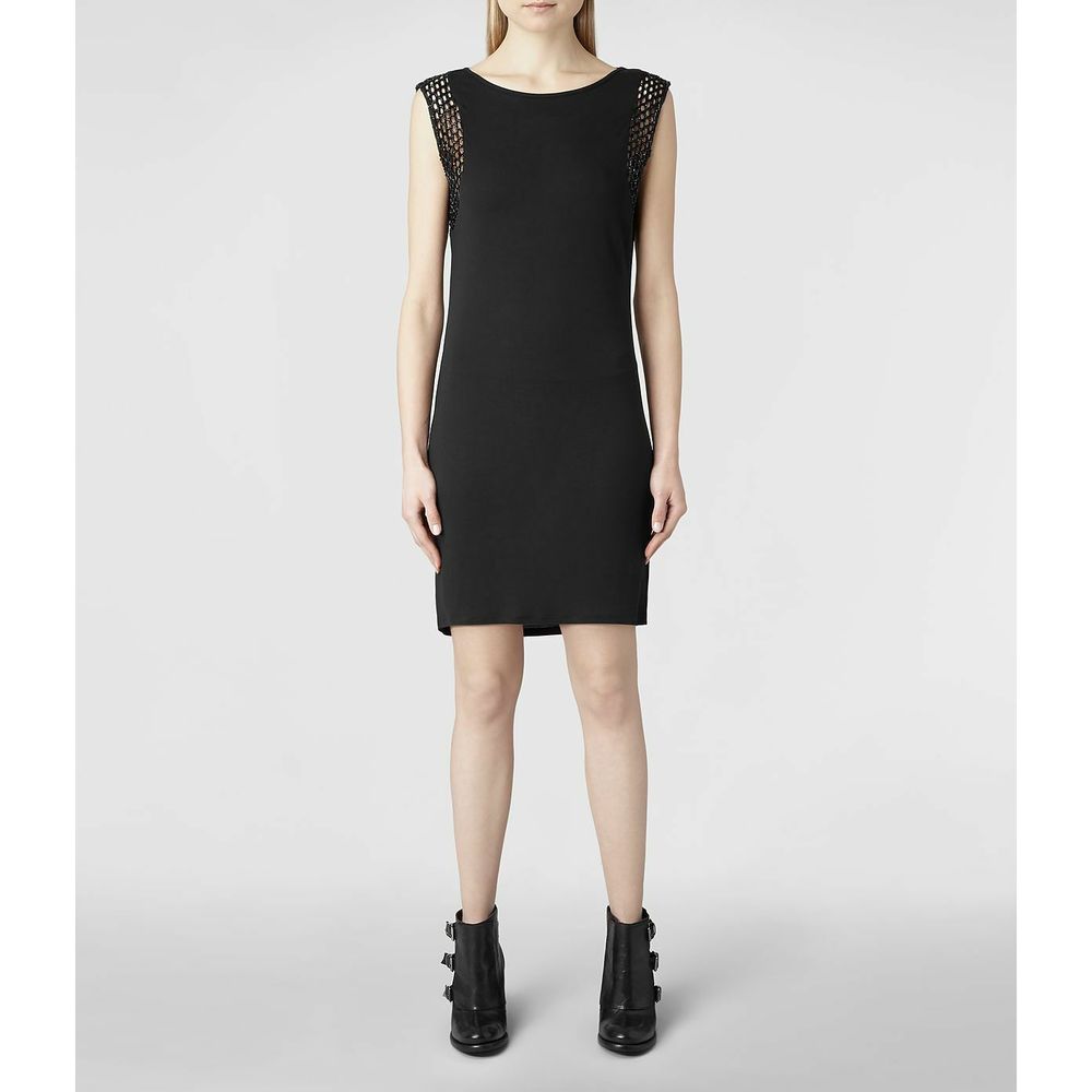 Allsaints Embellished Mesh Sleeveless Eshi Short Vest Dress Women's 2 Black